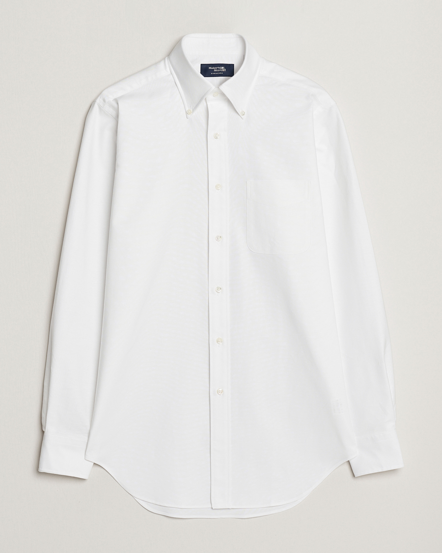 Herren | Kamakura Shirts | Kamakura Shirts | Slim Fit Oxford Button Down Shirt White