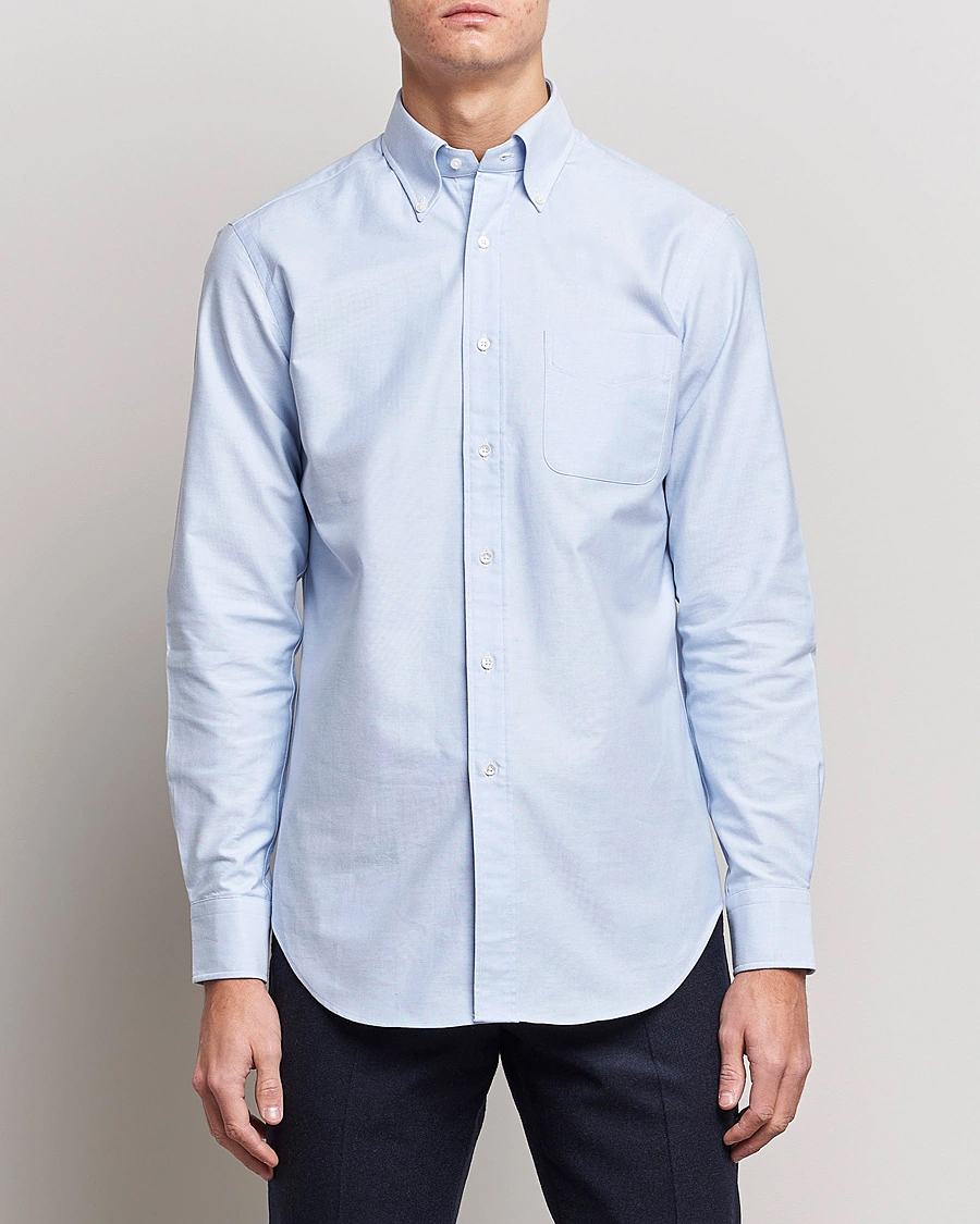 Herren | Kamakura Shirts | Kamakura Shirts | Slim Fit Oxford Button Down Shirt Light Blue