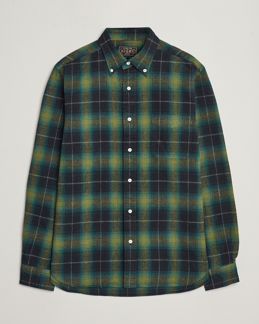 Herren |  | BEAMS PLUS | Shaggy Flannel Button Down Shirt Green Check