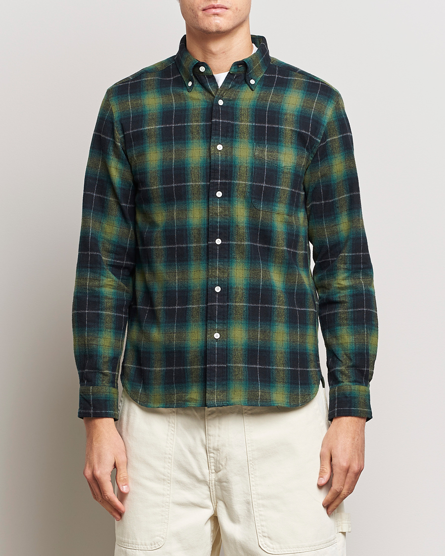 Herren |  | BEAMS PLUS | Shaggy Flannel Button Down Shirt Green Check