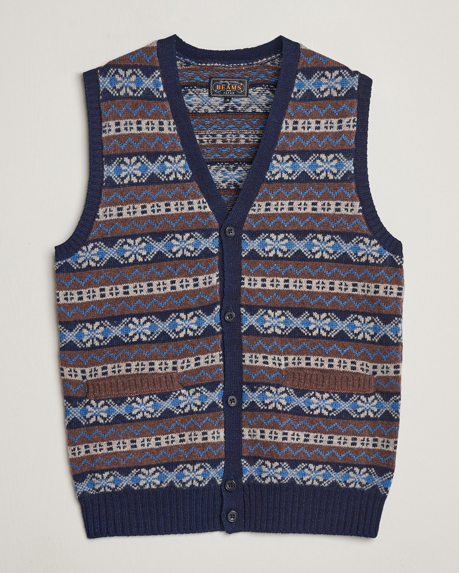 Herren | Pullover | BEAMS PLUS | Fairisle Knit Vest Brown