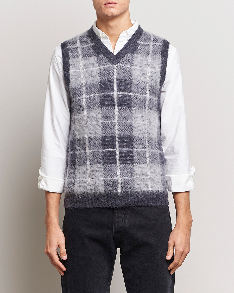 Herren | Pullover | BEAMS PLUS | Check Mohair Vest Grey