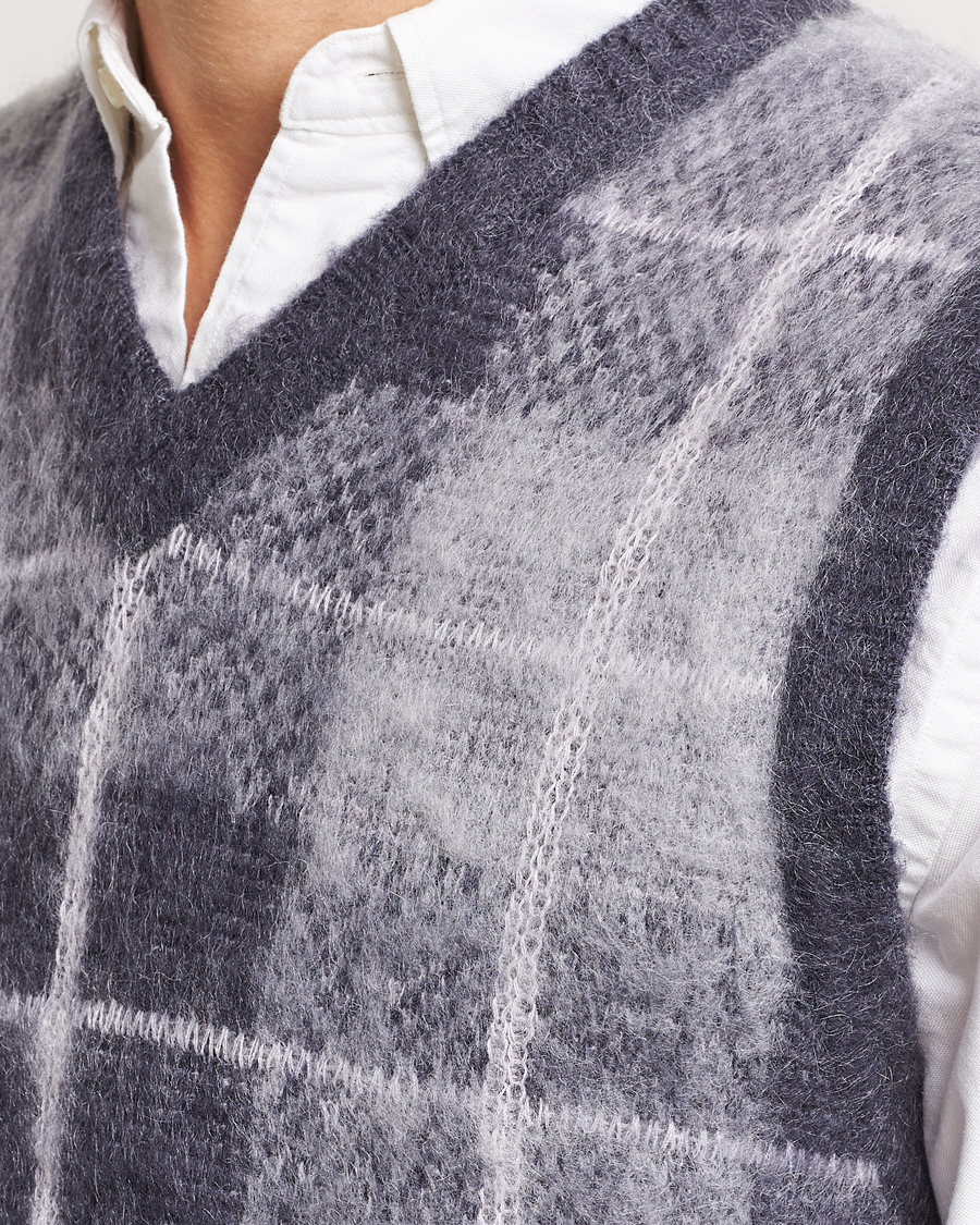 Herren | Pullover | BEAMS PLUS | Check Mohair Vest Grey