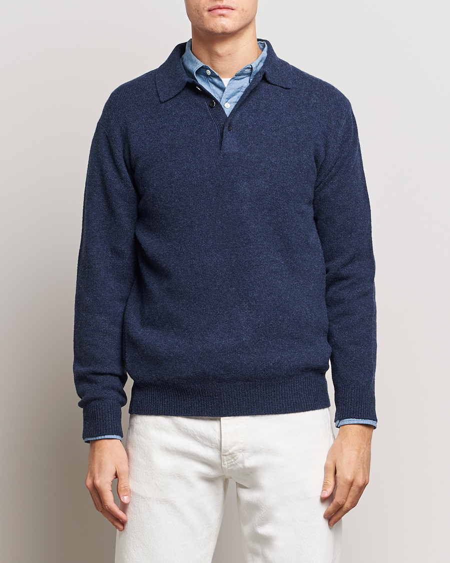 Herren | Pullover | BEAMS PLUS | Long Sleeve Knitted Polo Navy