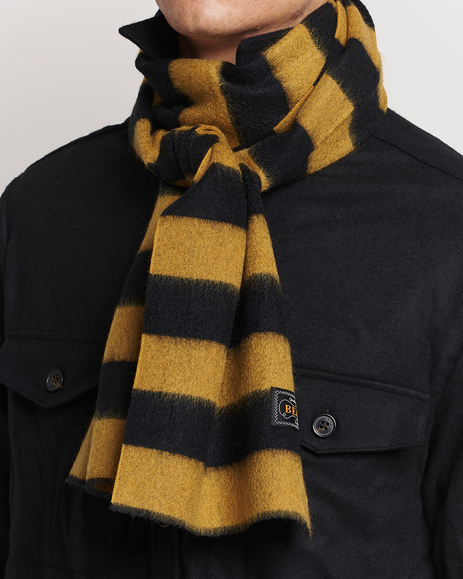 Herren |  | BEAMS PLUS | Cashmere Stripe Scarf Black/Yellow
