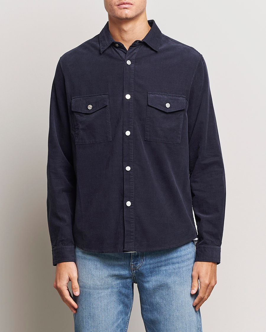 Herren | Hemden | FRAME | Douple Pocket Micro Cord Shirt Midnight Blue