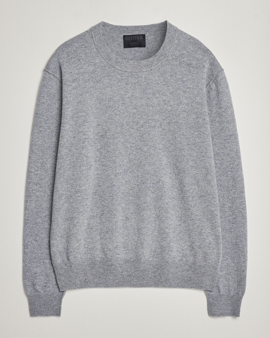Herren | Filippa K | Filippa K | 93 Knitted Lambswool Crew Neck Sweater Grey Melange