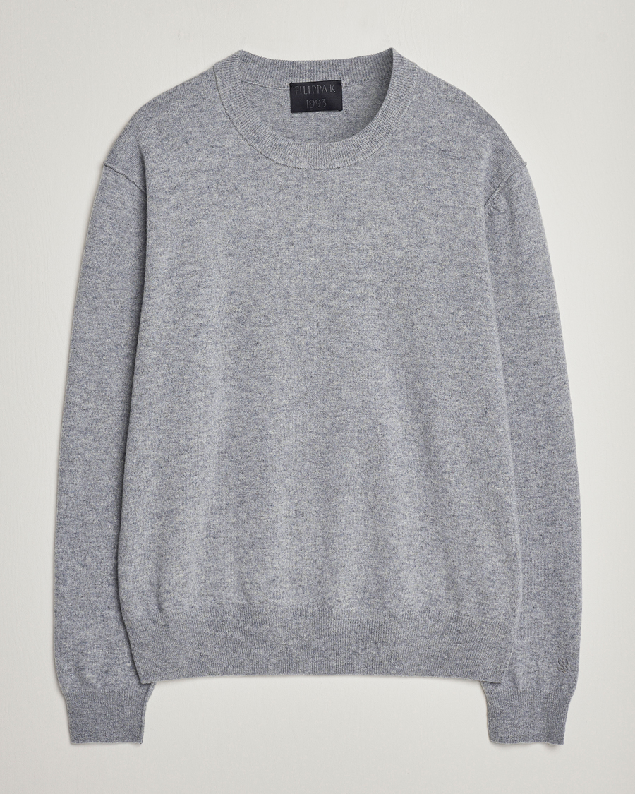 Herren | Pullover | Filippa K | 93 Knitted Lambswool Crew Neck Sweater Grey Melange