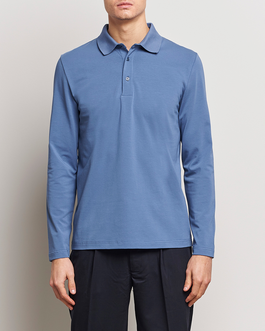 Herren | Poloshirt | Filippa K | Luke Lycra Poloshirt Paris Blue