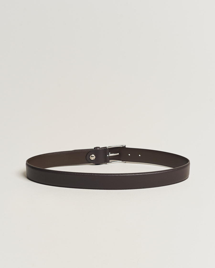 Herr | Släta bälten | Canali | Leather Belt Dark Brown Calf