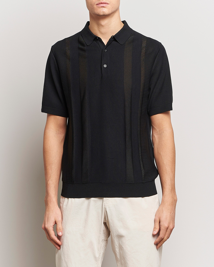 Herren | Poloshirts | J.Lindeberg | Ryce Texture Blocking Polo Black