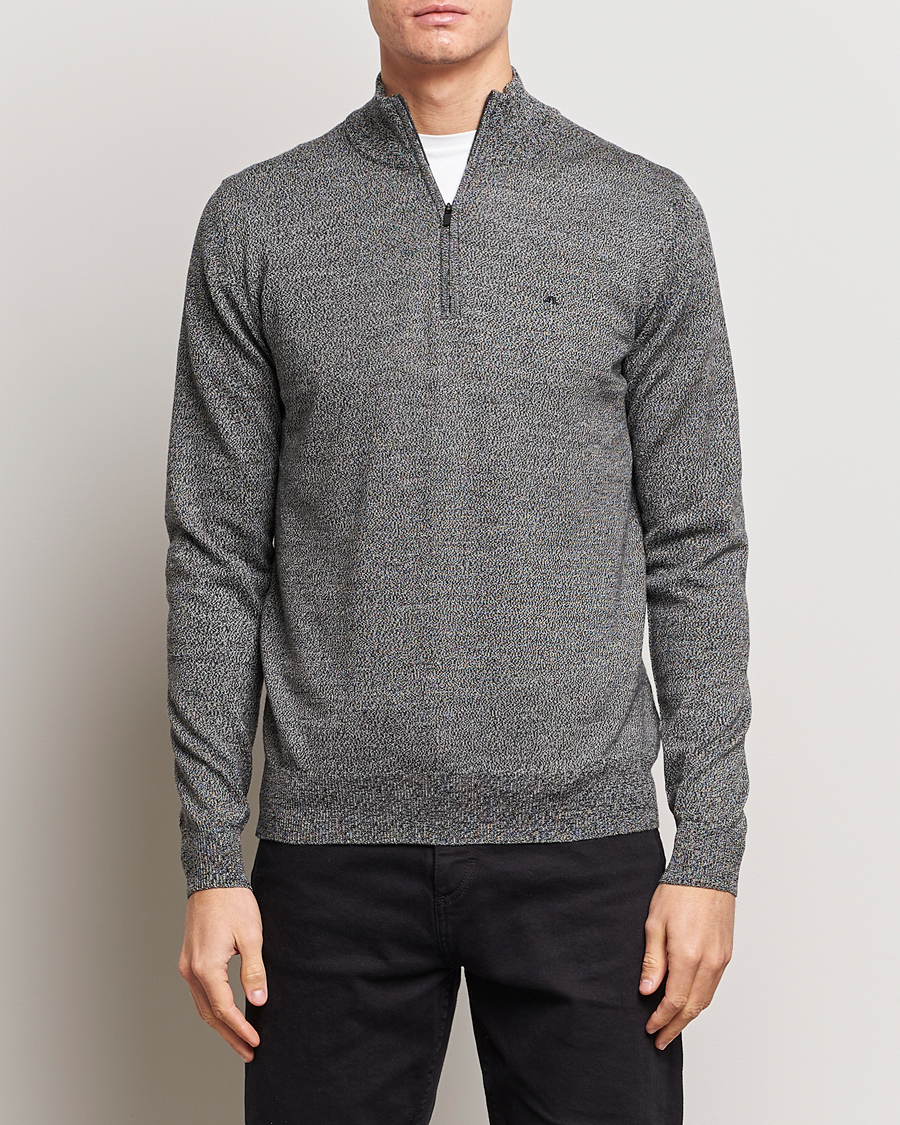 Herren | Treue-Rabatt für Stammkunden | J.Lindeberg | Kiyan Quarter Zip Wool Sweater Black Melange