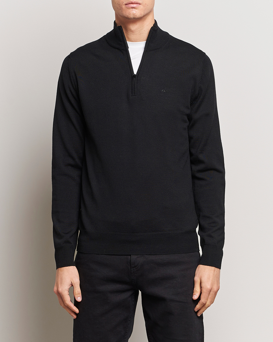 Herren | Pullover | J.Lindeberg | Kiyan Quarter Zip Wool Sweater Black