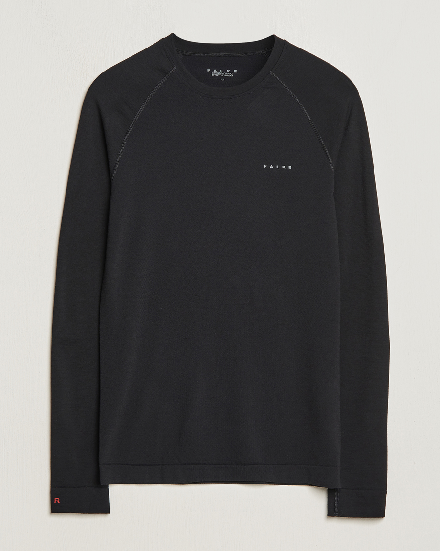 Herren | T-Shirts | Falke Sport | Long Sleeve Wool Tech Light Shirt Black