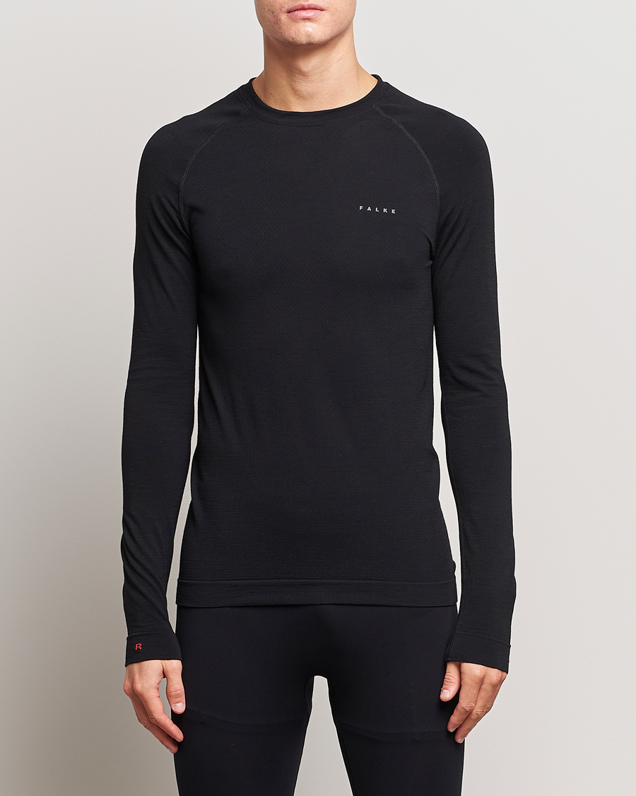 Herren | T-Shirts | Falke Sport | Long Sleeve Wool Tech Light Shirt Black