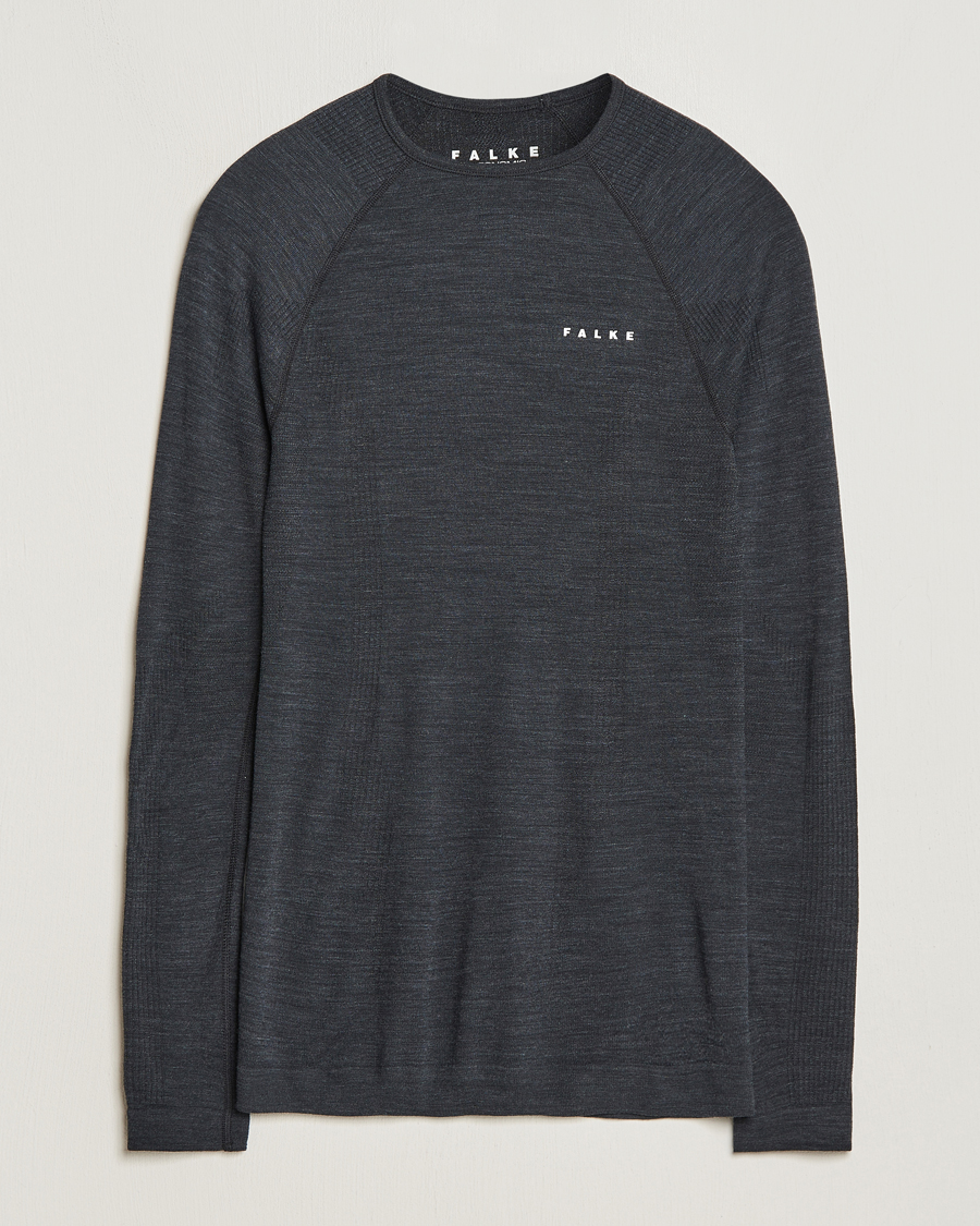 Herren | T-Shirts | Falke Sport | Falke Long Sleeve Wool Tech Shirt Black