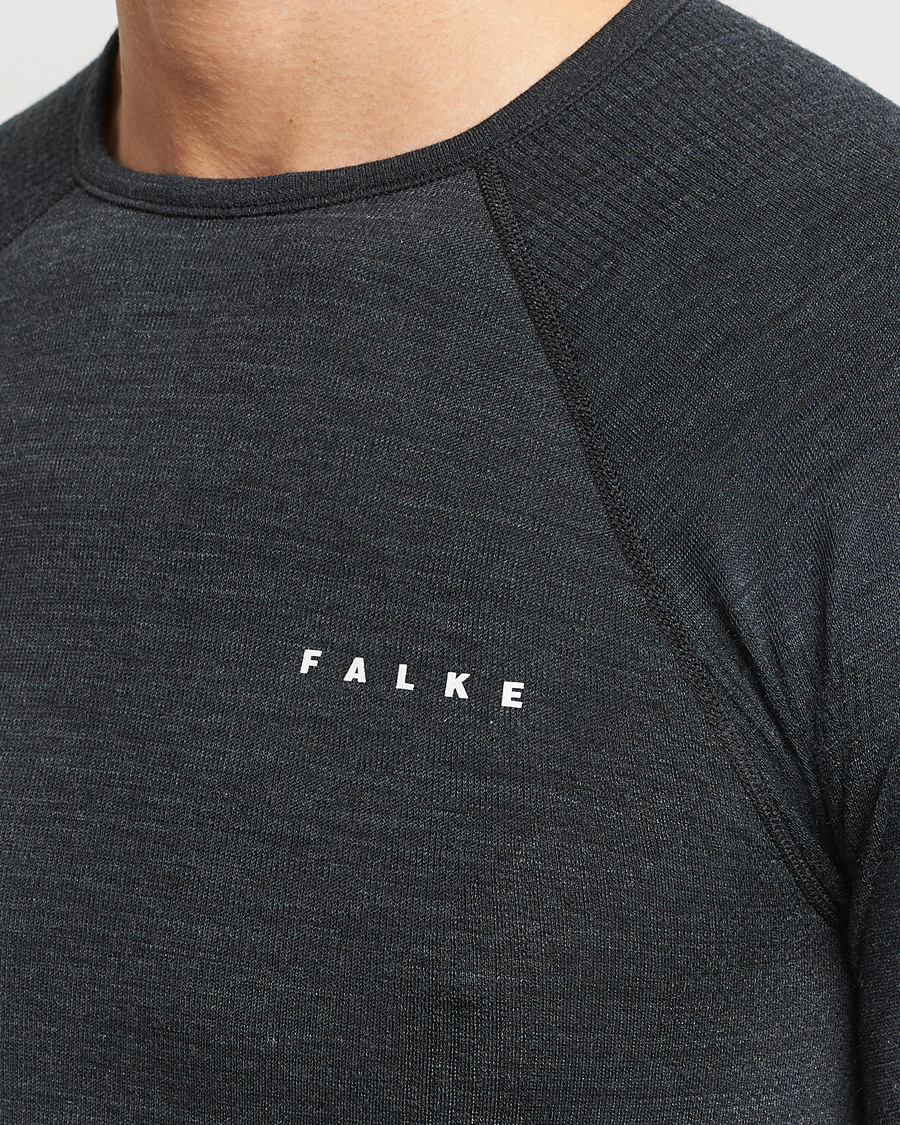 Herren | T-Shirts | Falke | Long Sleeve Wool Tech Shirt Black