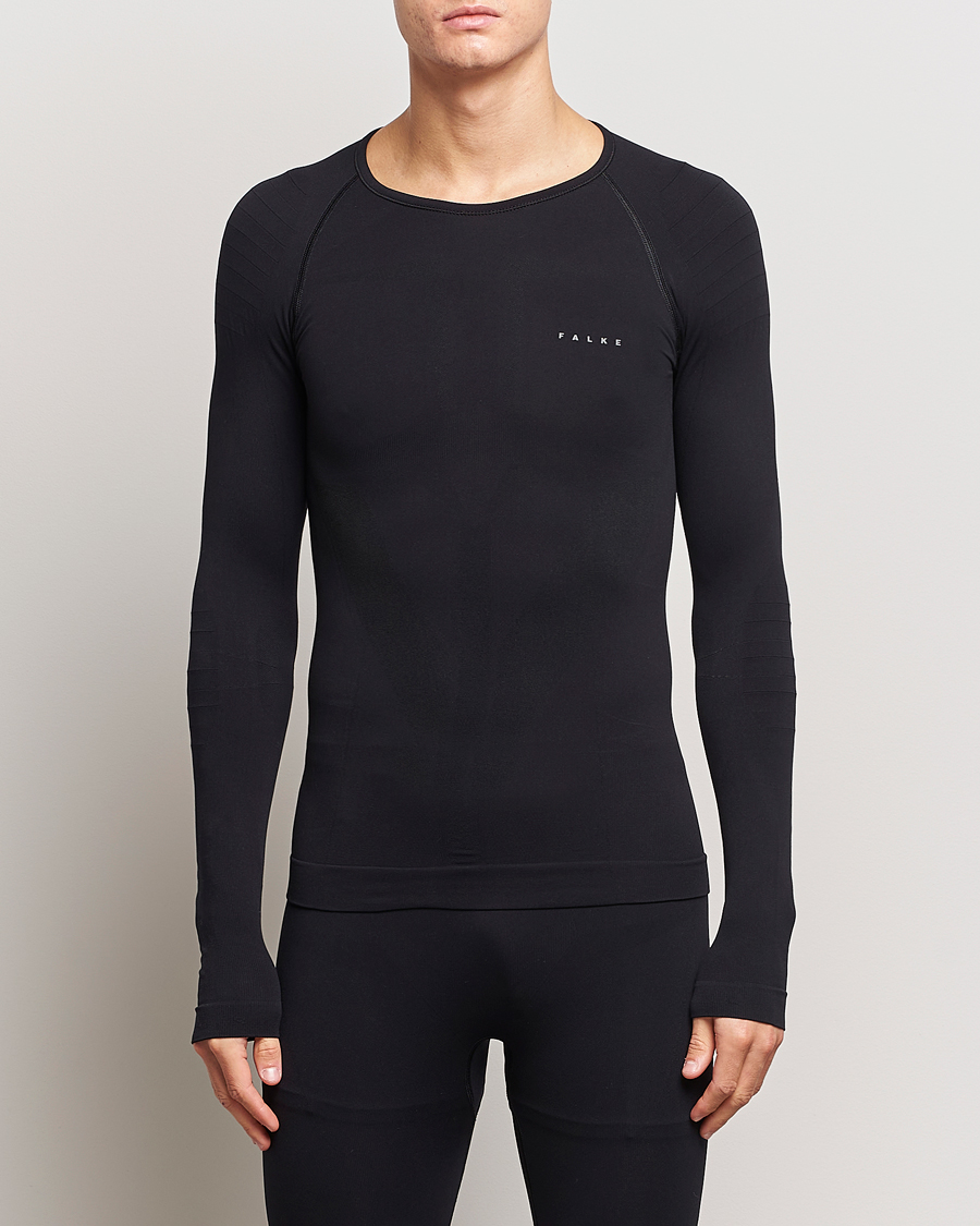 Herren | T-Shirts | Falke | Long Sleeve Warm Shirt Black