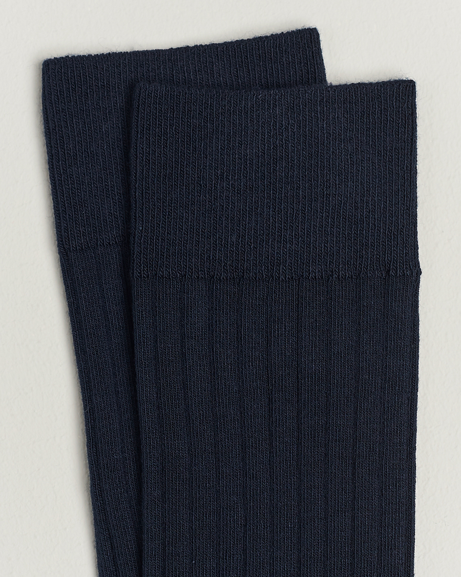 Herr |  | A Day\'s March | Ribbed Cotton Socks Navy