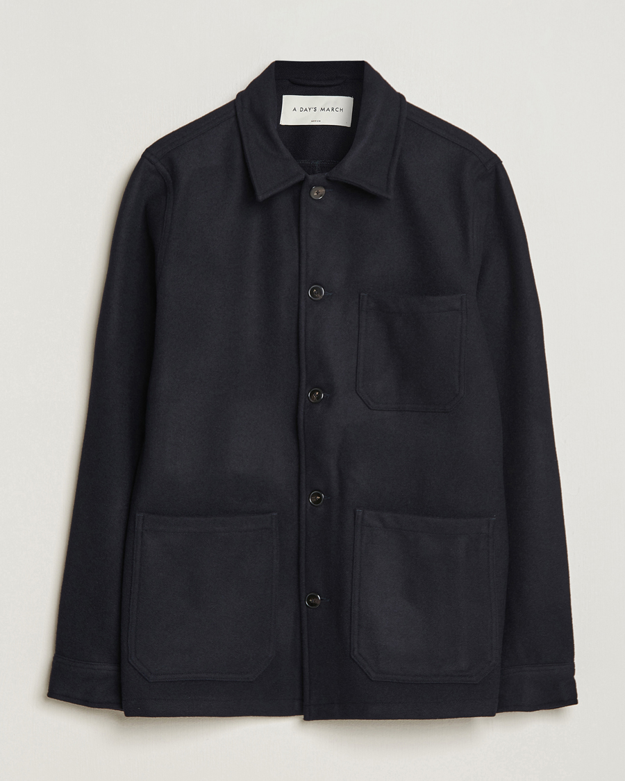 Herren | Jacken | A Day's March | Wool Overshirt Navy