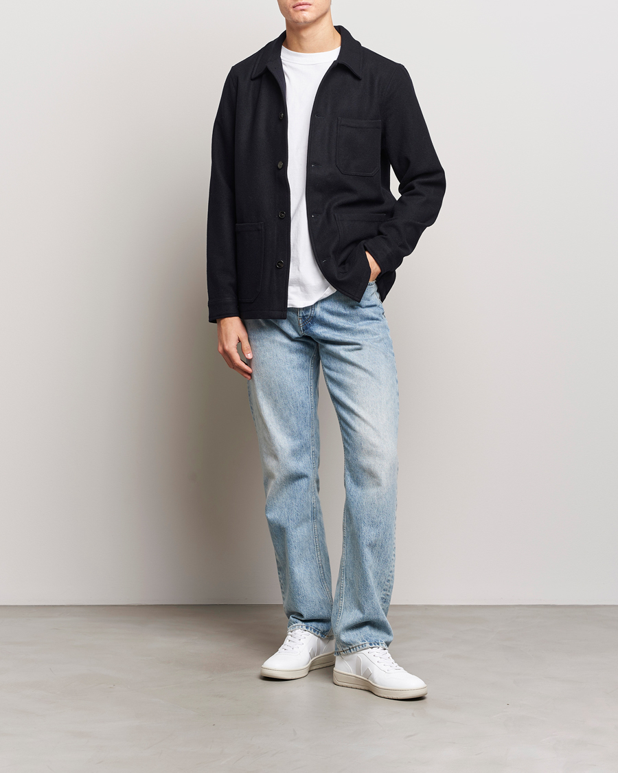 Herren | Jacken | A Day's March | Wool Overshirt Navy