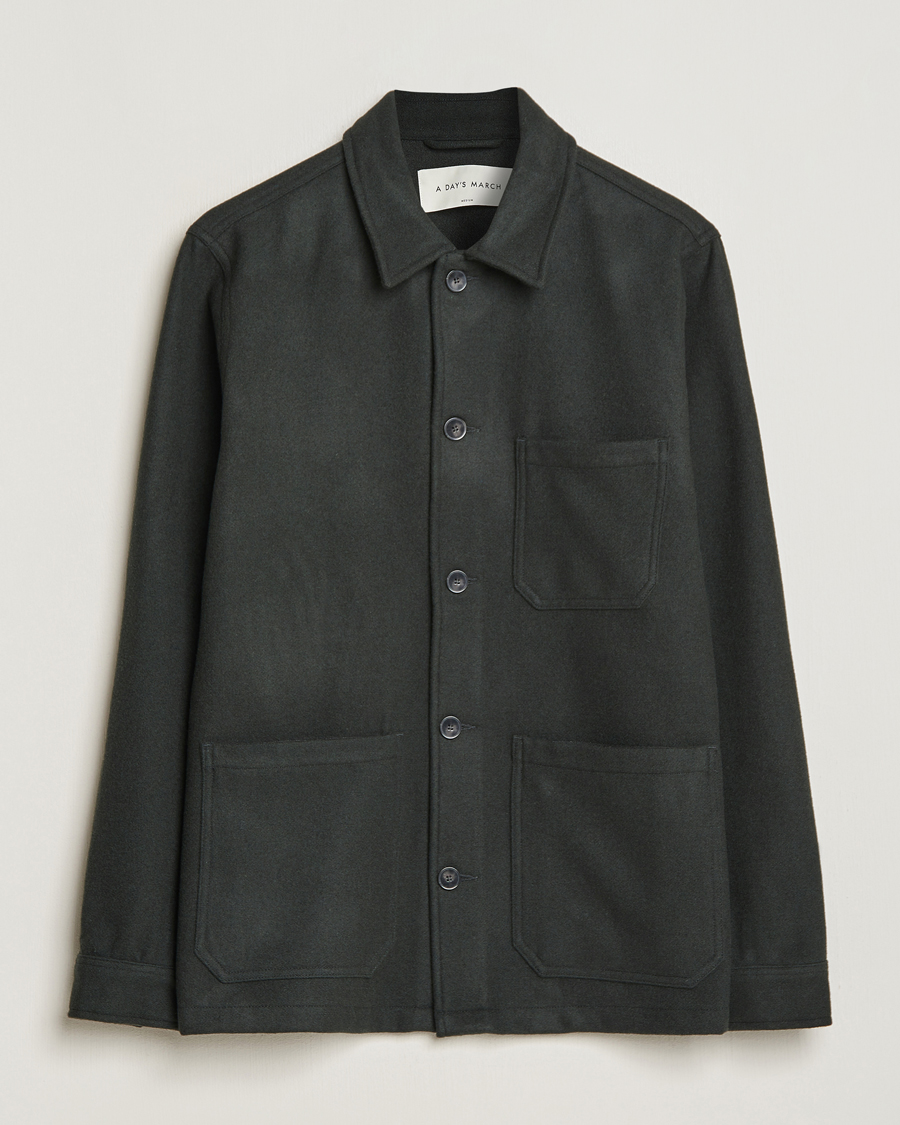 Herren | Hemden | A Day's March | Original Wool Overshirt Seaweed