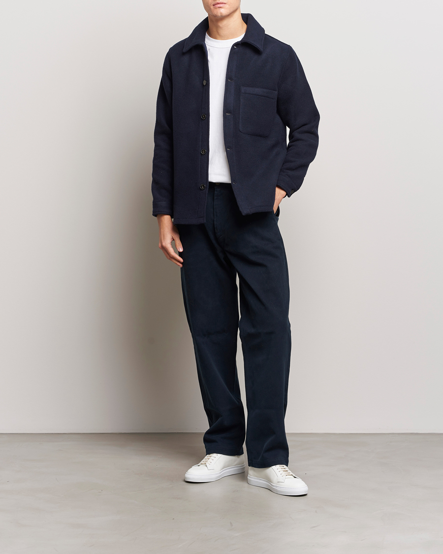 Herren | Hemden | A Day's March | Epernay Wool Overshirt Navy