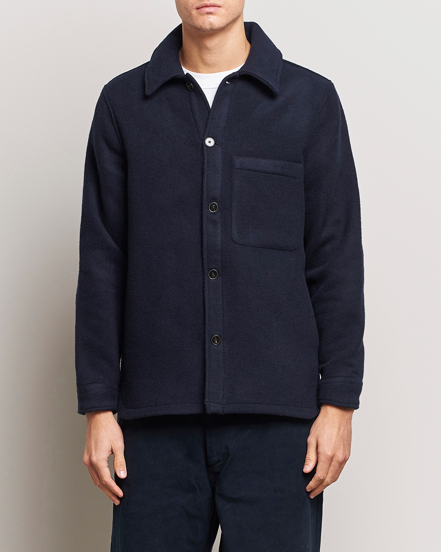 Herren | Hemden | A Day's March | Epernay Wool Overshirt Navy