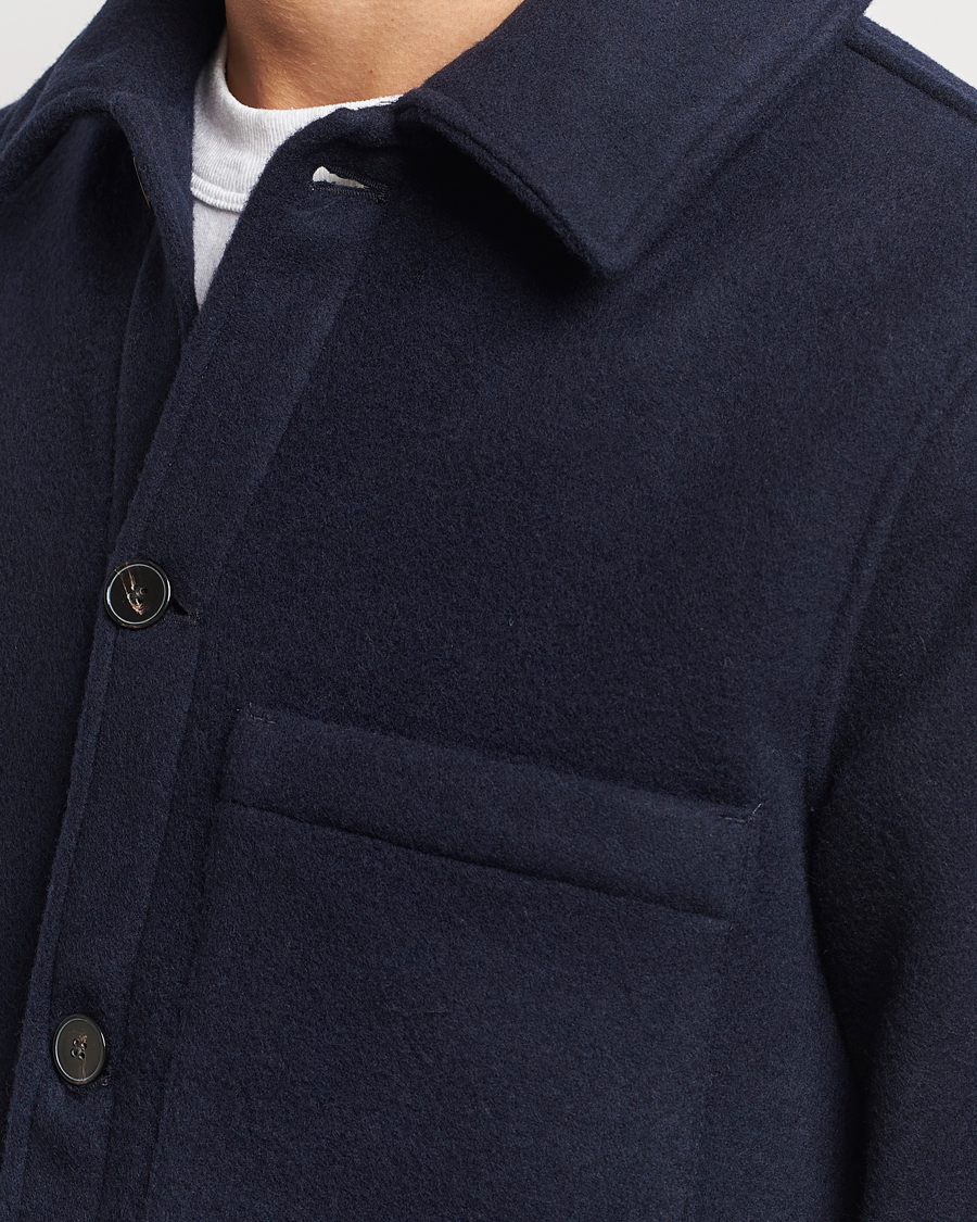Herren | Hemden | A Day's March | Epernay Wool Overshirt Navy