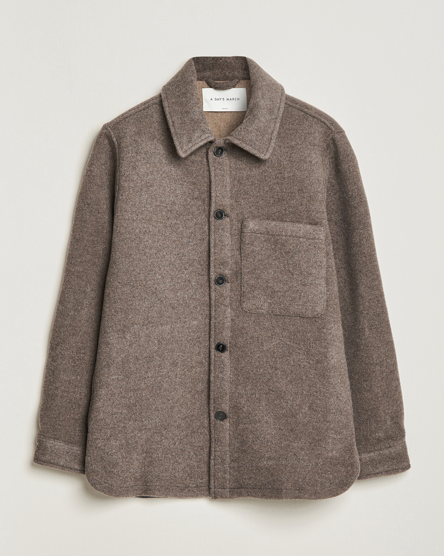 Herren | Hemden | A Day's March | Epernay Wool Overshirt Taupe