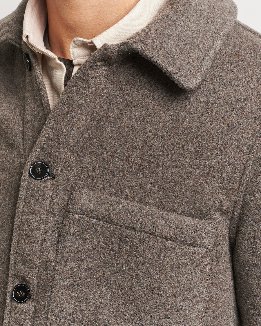 Herren | Hemden | A Day's March | Epernay Wool Overshirt Taupe