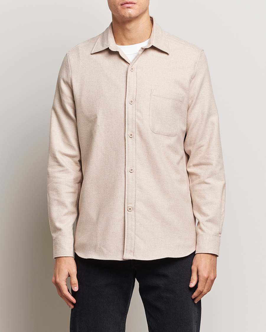 Herren | Hemden | A Day's March | Redhill Heavy Flanell Shirt Sand