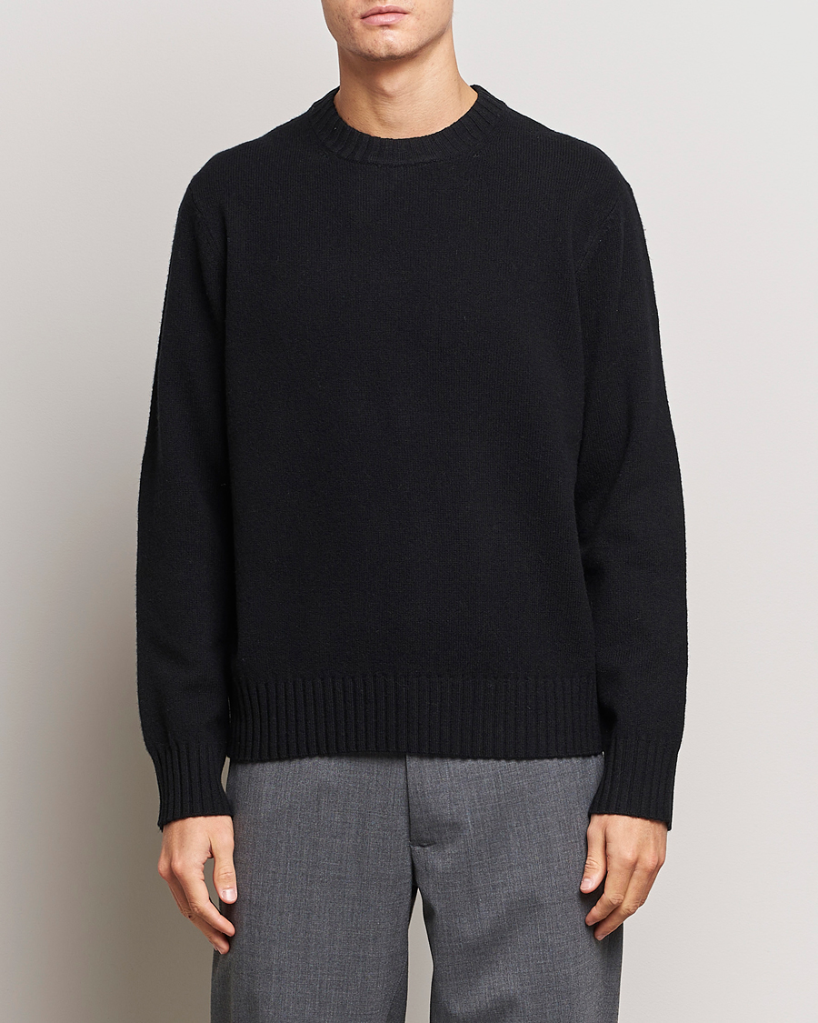 Herren | Strickpullover | A Day's March | Marlow Lambswool Crew Black