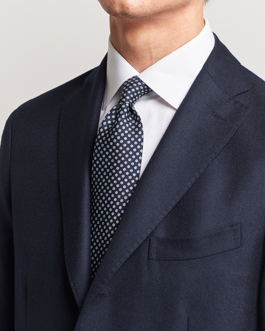 Herren |  | E. Marinella | 3-Fold Printed Silk Tie Navy