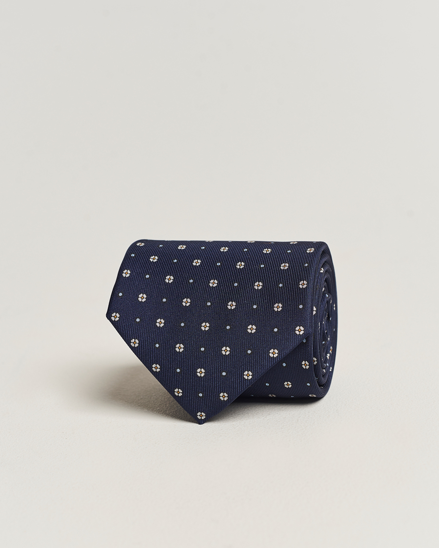 Herren | Krawatten | E. Marinella | 3-Fold Printed Silk Tie Navy