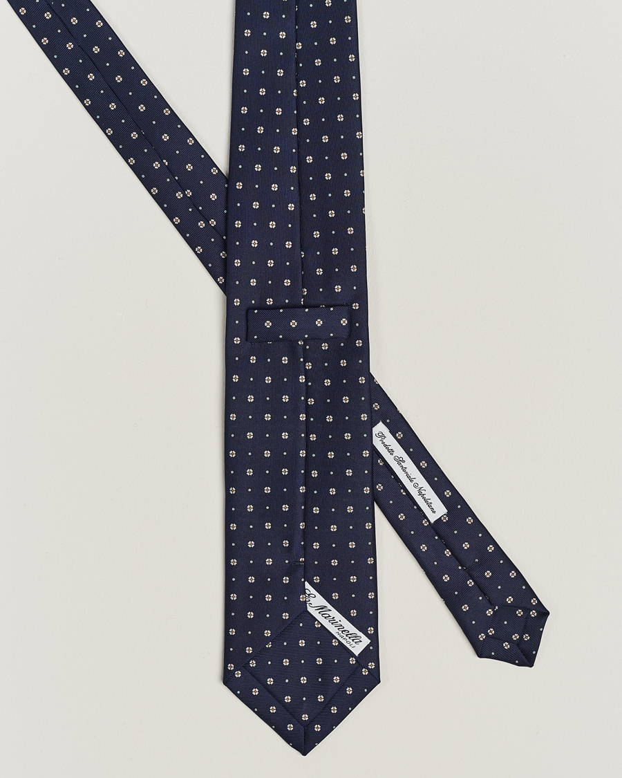 Herren | E. Marinella 3-Fold Printed Silk Tie Navy | E. Marinella | 3-Fold Printed Silk Tie Navy