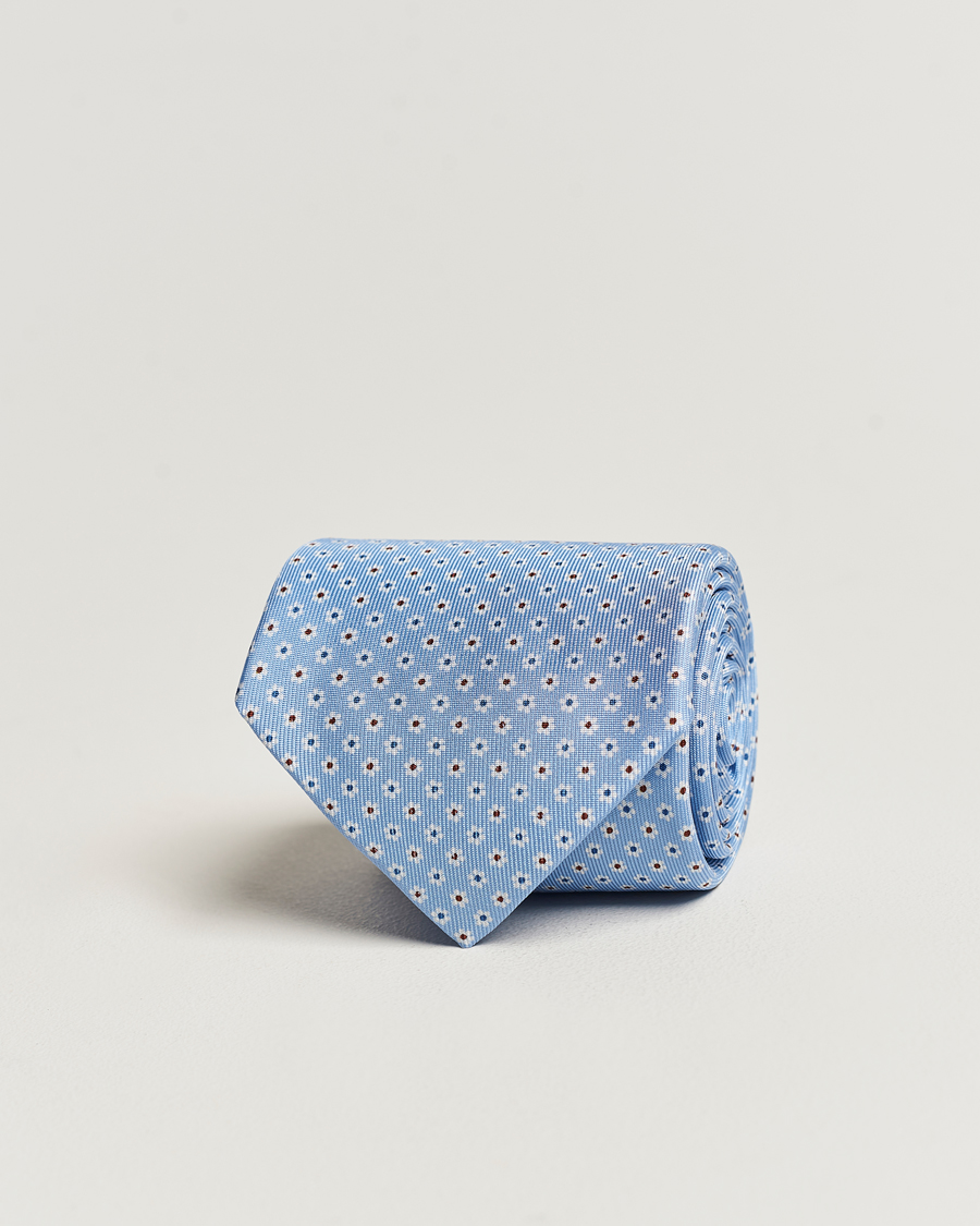 Herren | E. Marinella 3-Fold Printed Silk Tie Light Blue | E. Marinella | 3-Fold Printed Silk Tie Light Blue