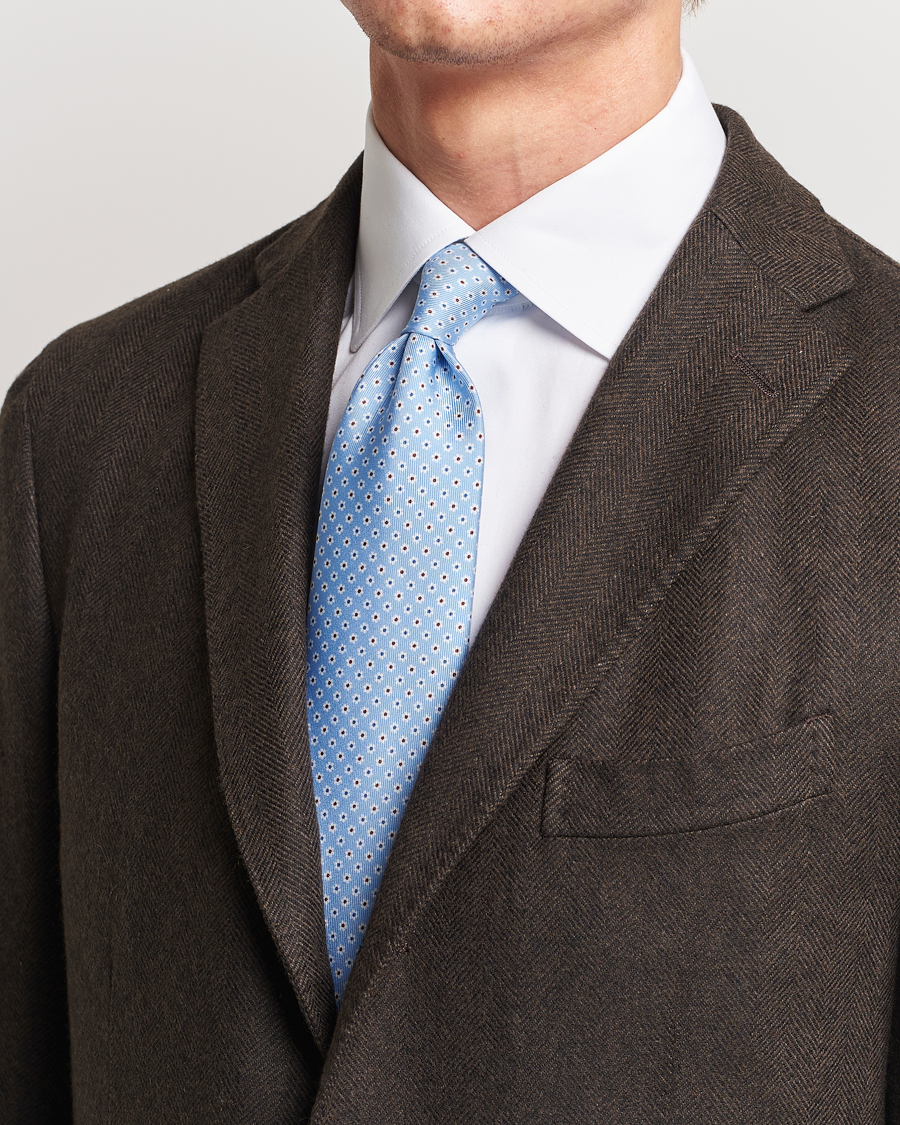 Herren |  | E. Marinella | 3-Fold Printed Silk Tie Light Blue