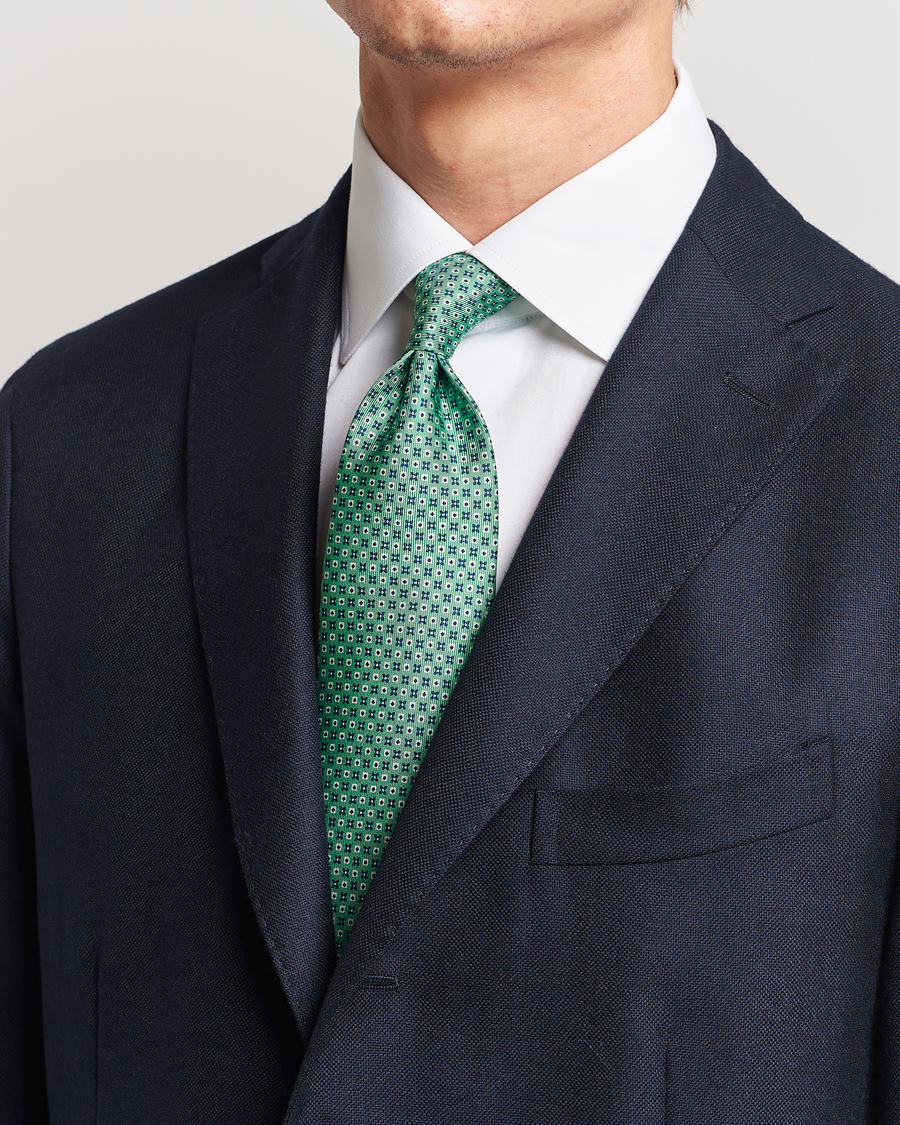 Herren | Italian Department | E. Marinella | 3-Fold Printed Silk Tie Light Green