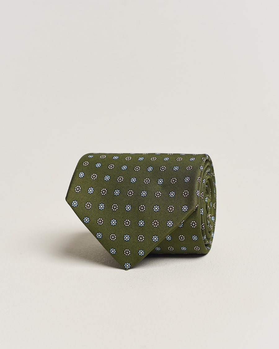 Herren | E. Marinella 3-Fold Printed Silk Tie Green | E. Marinella | 3-Fold Printed Silk Tie Green