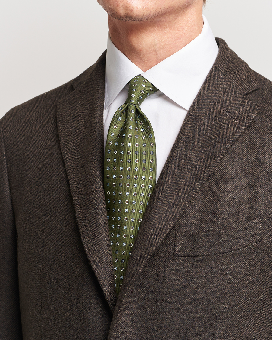 Herren | Krawatten | E. Marinella | 3-Fold Printed Silk Tie Green