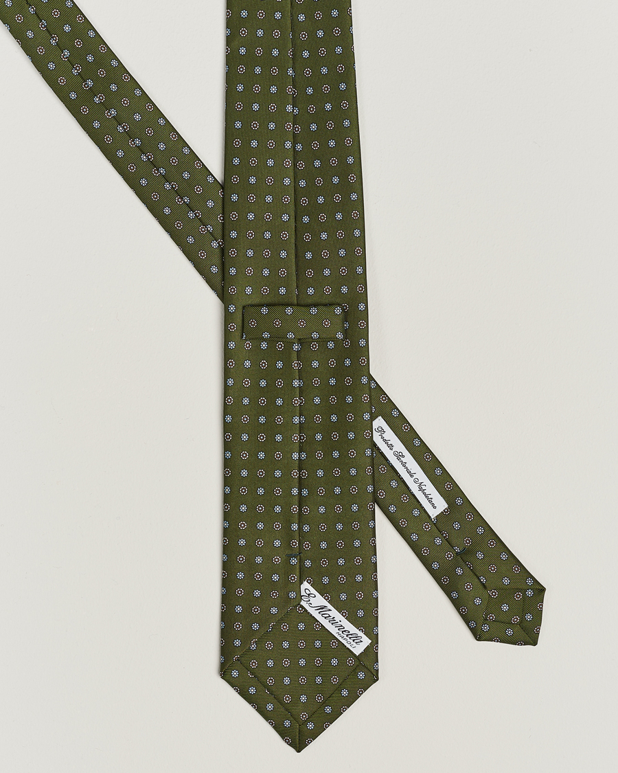 Herren | E. Marinella 3-Fold Printed Silk Tie Green | E. Marinella | 3-Fold Printed Silk Tie Green