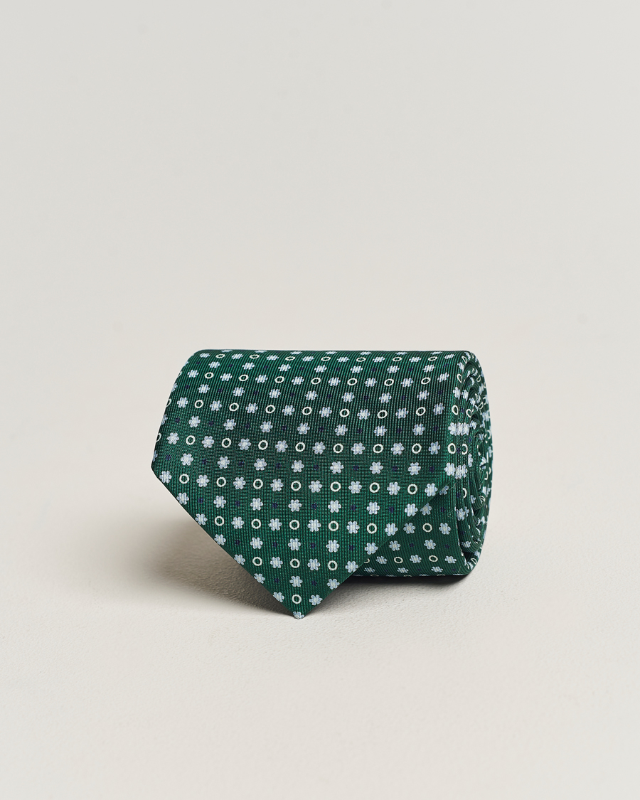 Herren | | E. Marinella | 3-Fold Printed Silk Tie Dark Green