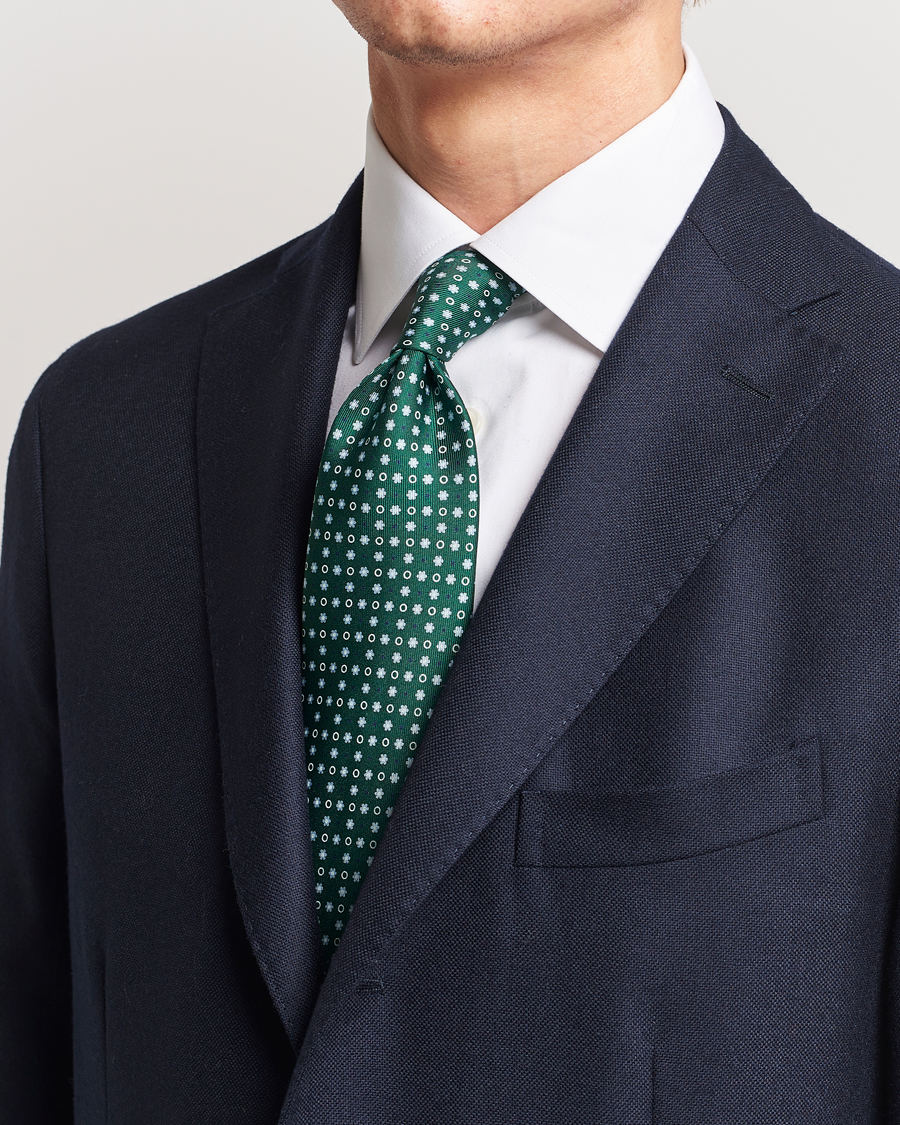 Herren | Krawatten | E. Marinella | 3-Fold Printed Silk Tie Dark Green