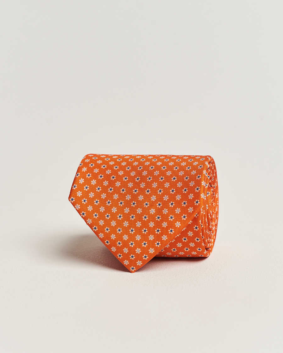 Herren | E. Marinella 3-Fold Printed Silk Tie Orange | E. Marinella | 3-Fold Printed Silk Tie Orange