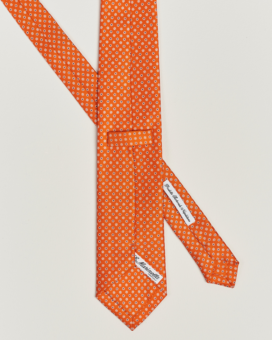 Herren | E. Marinella 3-Fold Printed Silk Tie Orange | E. Marinella | 3-Fold Printed Silk Tie Orange