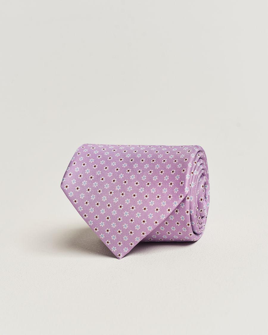Herren | E. Marinella 3-Fold Printed Silk Tie Lilac | E. Marinella | 3-Fold Printed Silk Tie Lilac