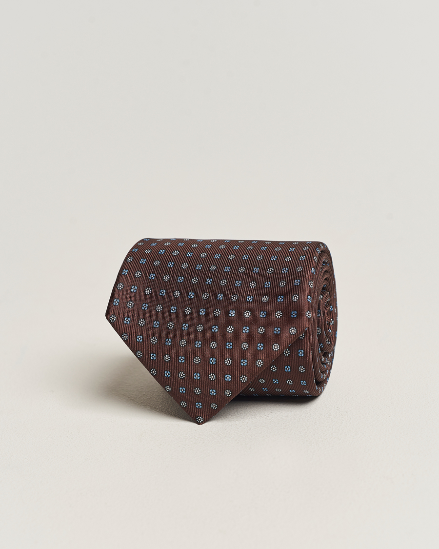 Herren |  | E. Marinella | 3-Fold Printed Silk Tie Brown