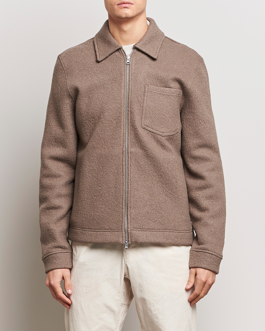 Herren | Contemporary Creators | Samsøe Samsøe | Hannes Boiled Wool Full Zip Fallen Rock