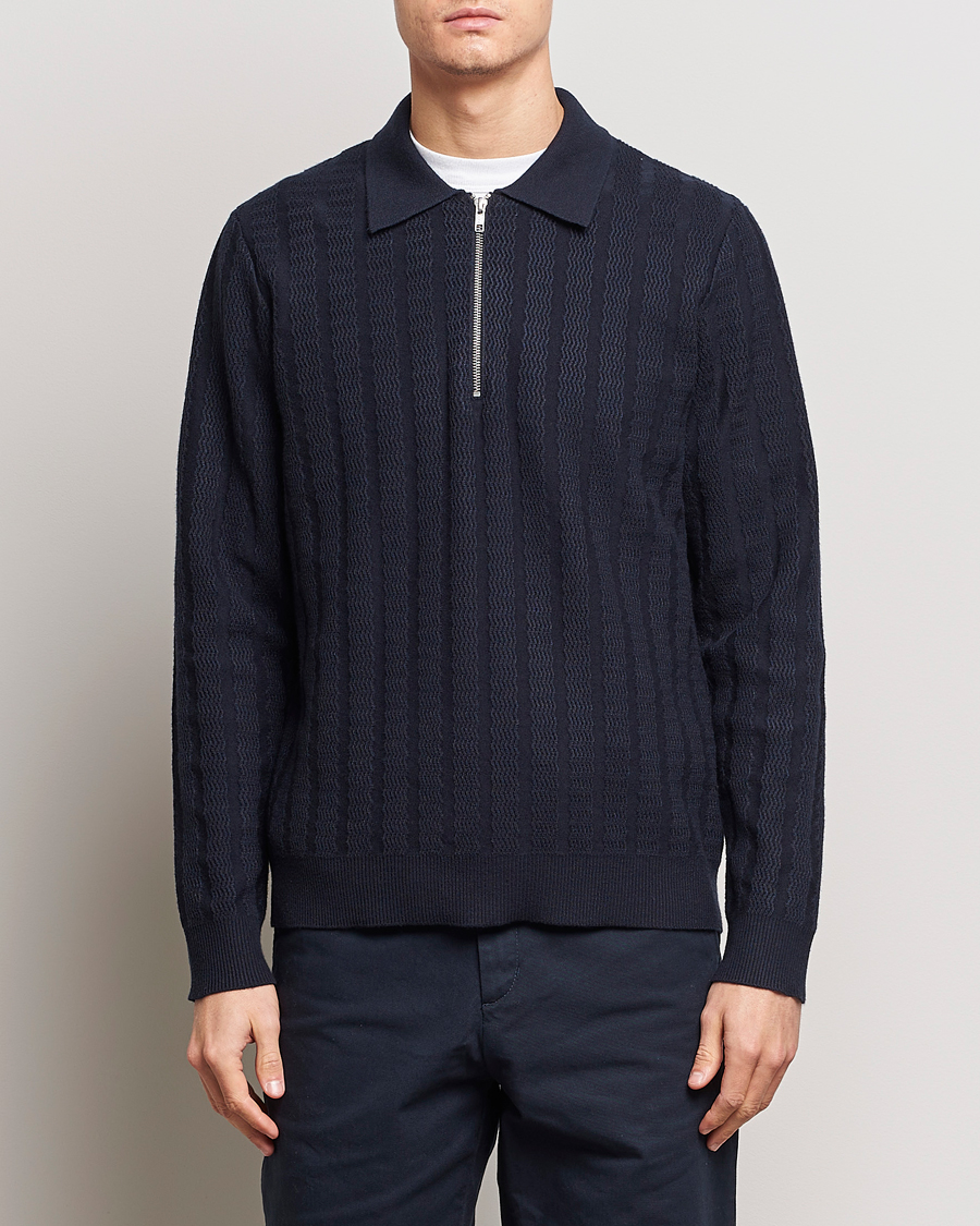 Herren | Pullover | Samsøe Samsøe | Gabriel Structured Knitted Half Zip Salute Navy